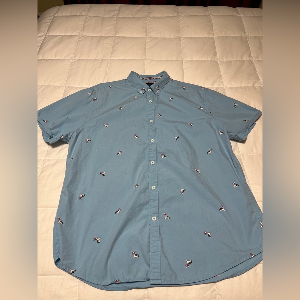 Men’s Denim & Flower short sleeve button down shirt